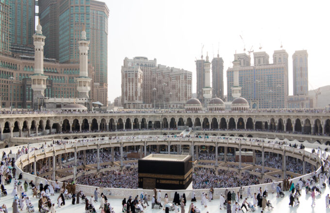 tawaf performing in kaba for hajj or umrah